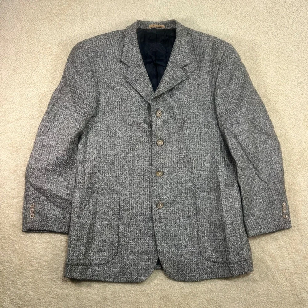 J. Rigggings Mens 42R Gray Tweed Wool Blend Blazer Sport Coat Jacket